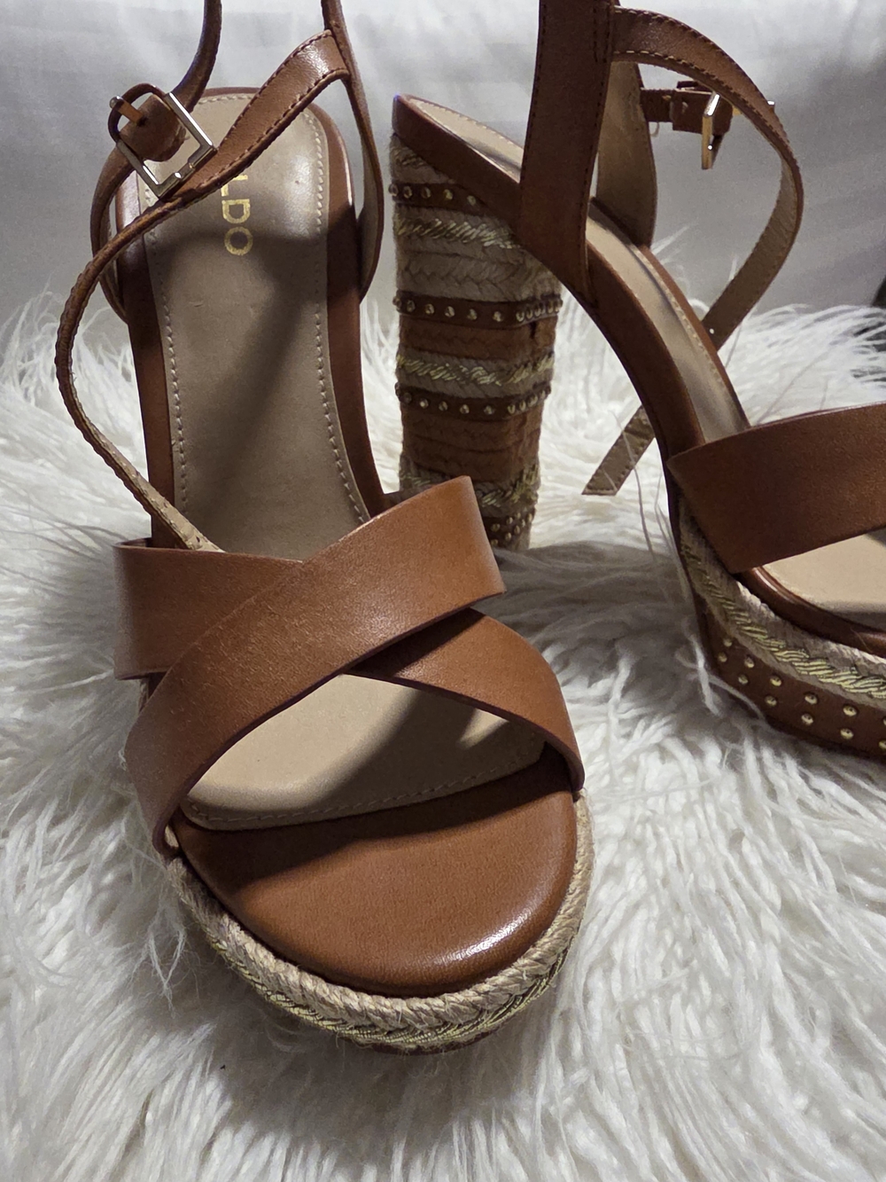 ALDO Women's Brown Braided Platform Sandals